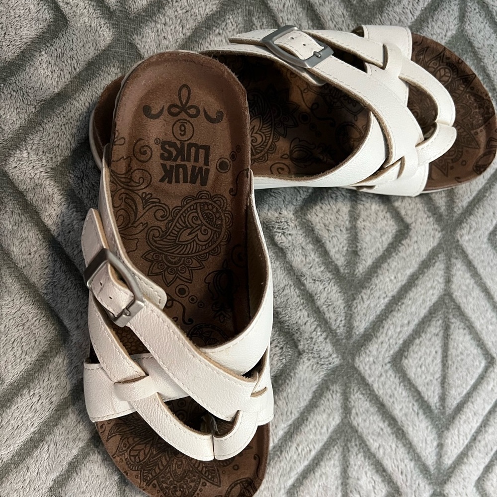 Cute, white buckle sandals